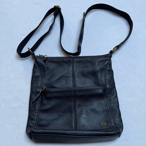 The Sak Iris Black Pebbled Leather Crossbody Bag Handbag Boho Soft Vacation - Picture 1 of 7